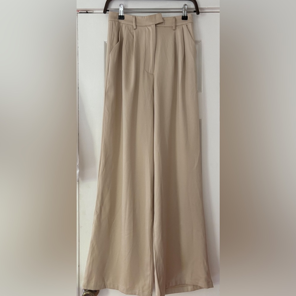 Princess Polly Cream Wide Leg Trousers Size 4‎ EUC